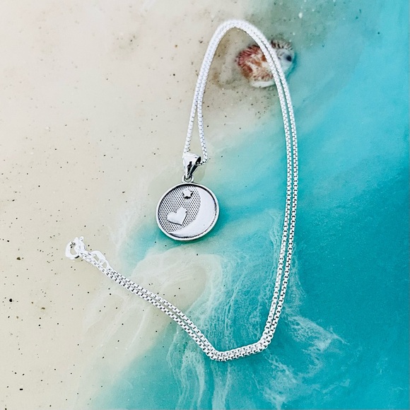 Sterling Silver I Love You To Moon & Back Necklace, Heart and Moon Jewelry Chain - Picture 2 of 13